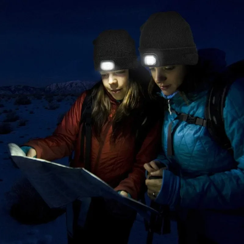 GlowGear™ LED Beanie Hat: USB Rechargeable Winter Headlamp Cap for Warmth & Hands-Free Light