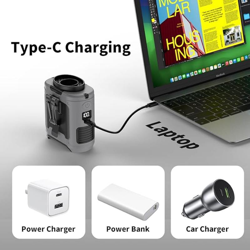 Portable 10,000mAh Power Bank: 3-in-1 Fan, Torch & LED Light
