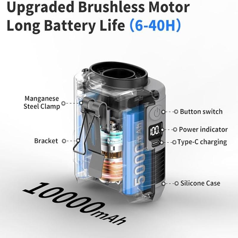 Portable 10,000mAh Power Bank: 3-in-1 Fan, Torch & LED Light