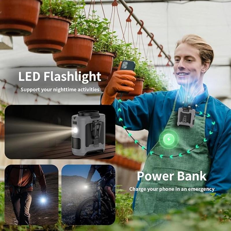 Portable 10,000mAh Power Bank: 3-in-1 Fan, Torch & LED Light